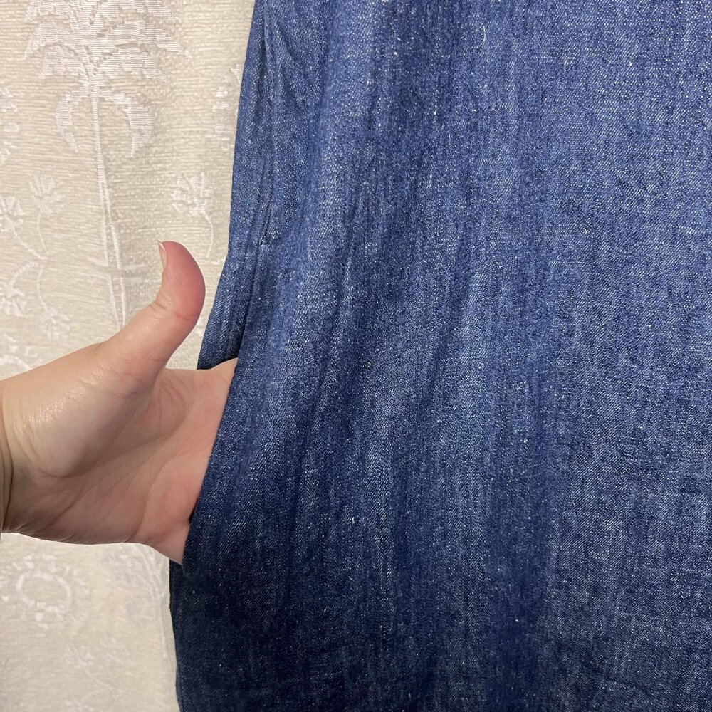 COS organic cotton hemp denim shift dress cuffed short sleeve summer classic 10 - Picture 6 of 11